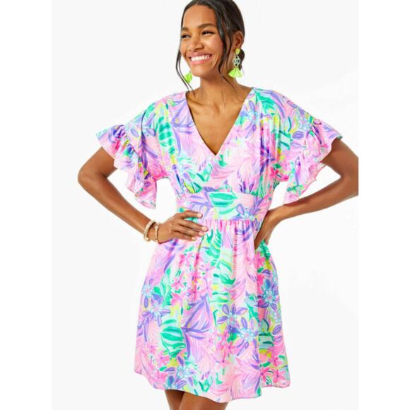 Lilly Pulitzer Blaire Flare Stretch Dress Multi It Was All A Dream Pocket Size 8 - Picture 1 of 13
